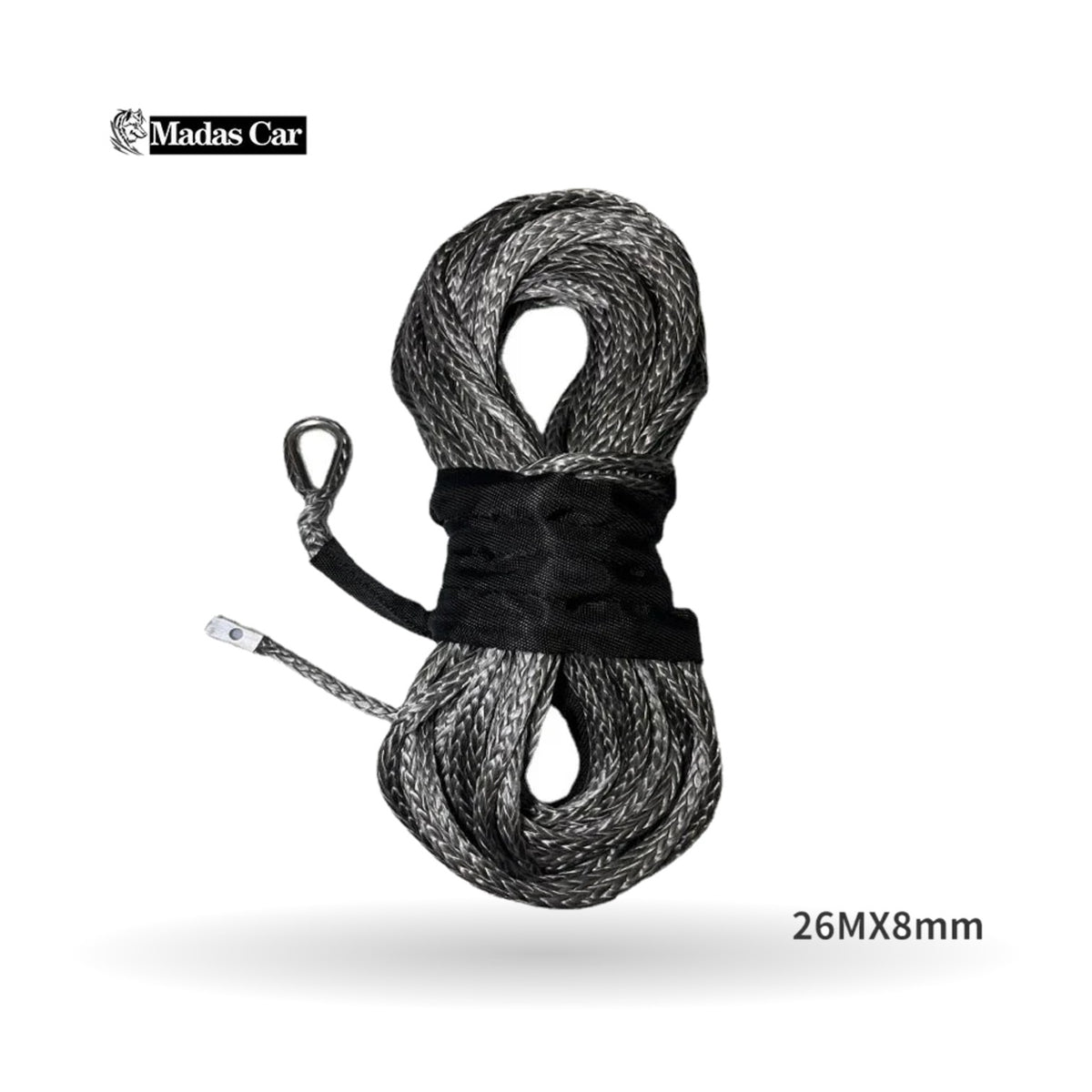 26 m x 8 mm Synthetic Winch Rope, 13,500 lb, for UTV & SXS