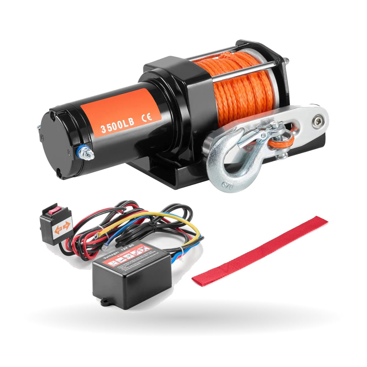 3,500 lb Electric Winch with Synthetic Rope & Aluminum Fairlead for UTV & SXS