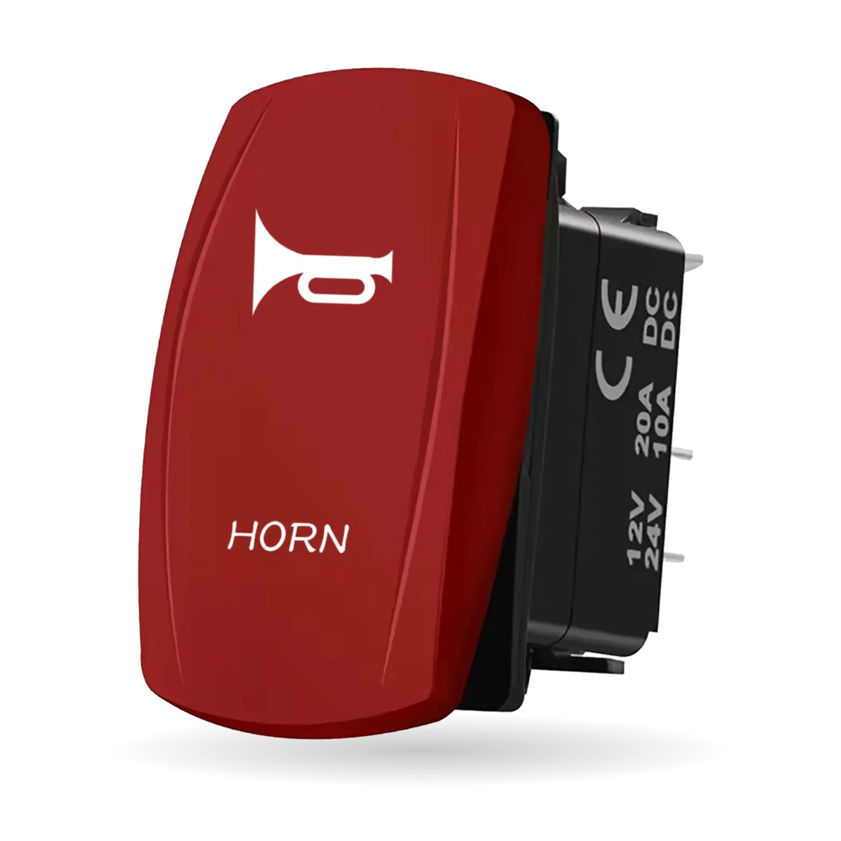Momentary Horn Rocker Switch with Red LED, 12V 20A