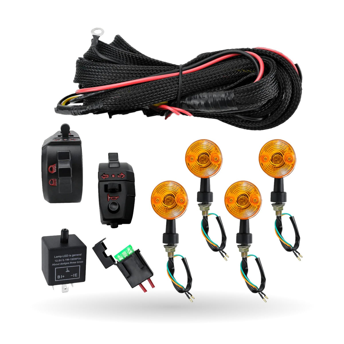 Universal Turn Signal Kit with Wiring Harness, Relay & Horn for UTV & ATV