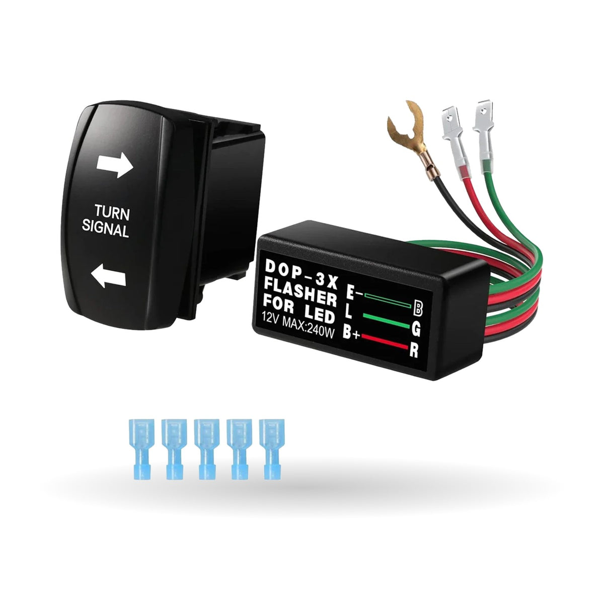 Turn Signal Rocker Switch & Flasher Relay Combo Kit for UTV & ATV