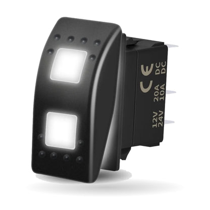 White LED DPDT 3-Position Rocker Switch for Polaris RZR & Can-Am