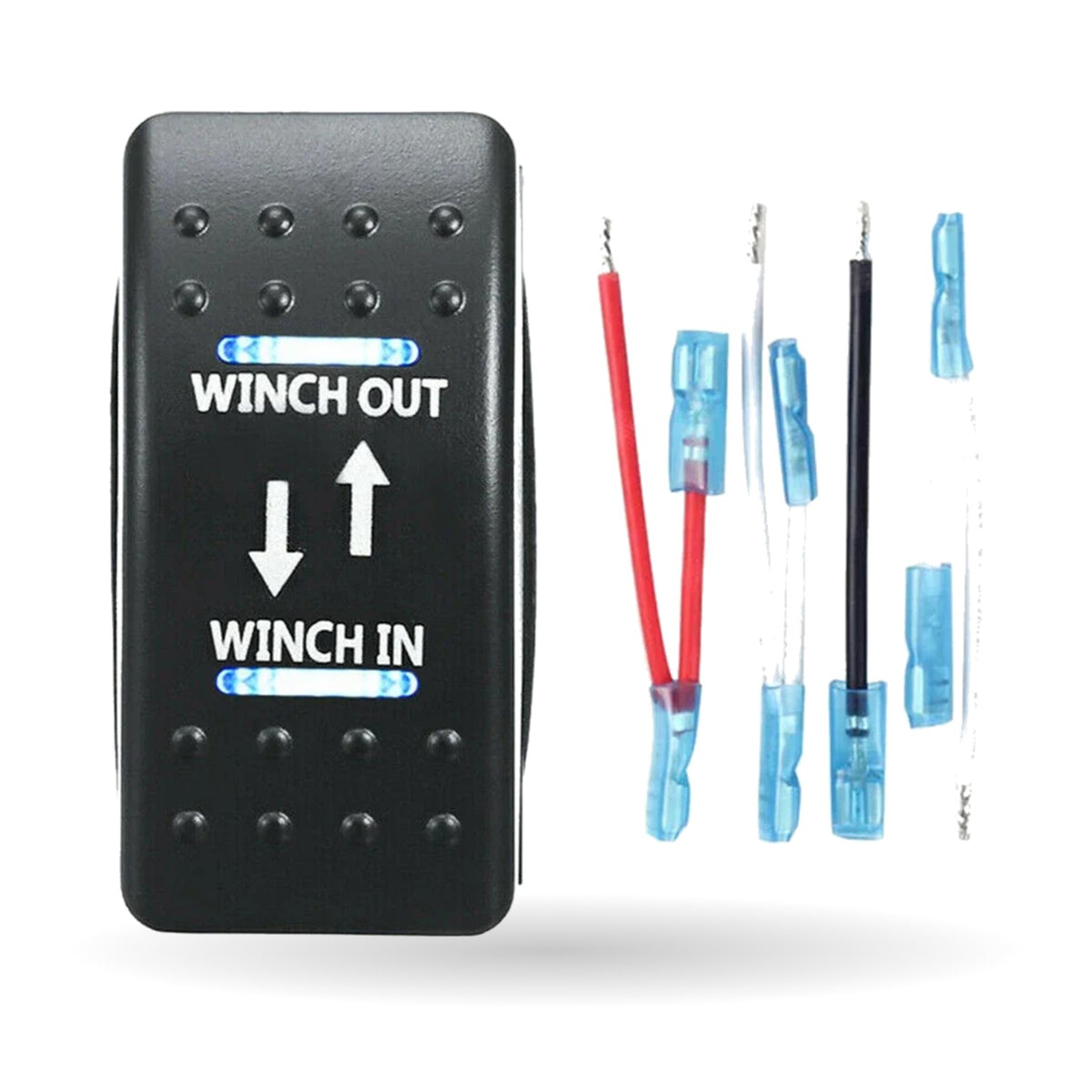 7-Pin Winch In/Out Rocker Switch with Blue LED