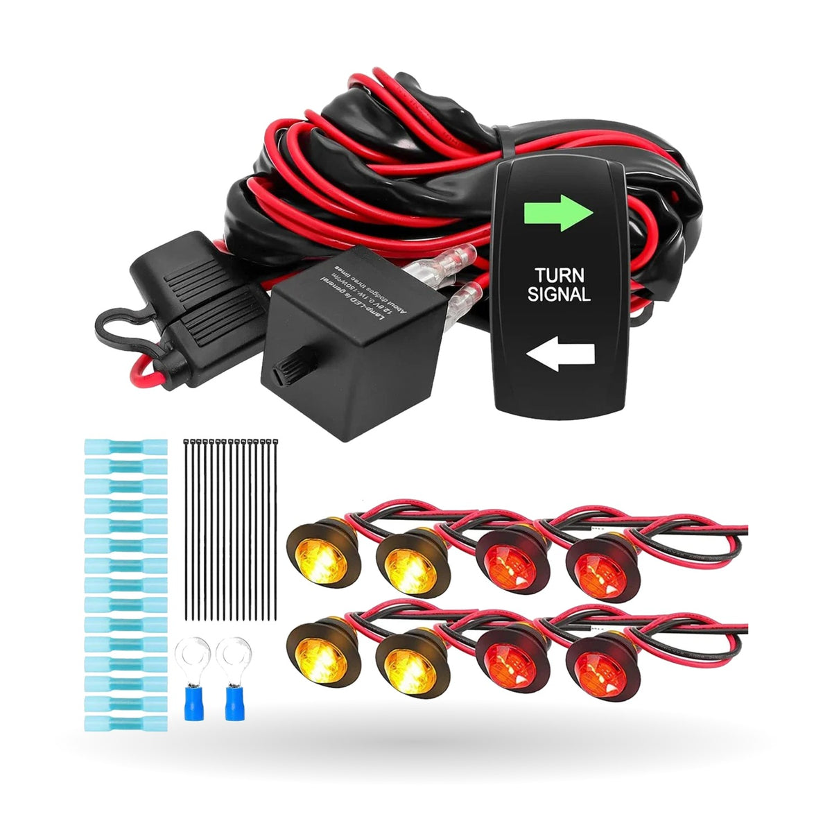 Rocker Switch Street Legal Turn Signal Kit with Flasher Relay for UTV & SXS