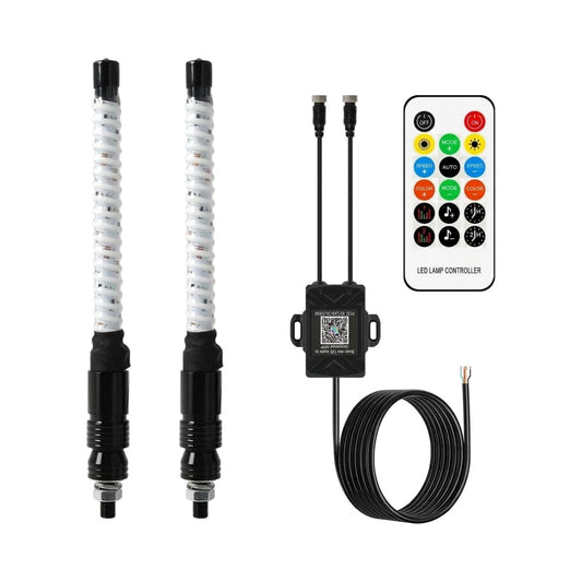 1-Foot COB LED Whip Lights with Remote (Pair) for UTV & SXS studio photo