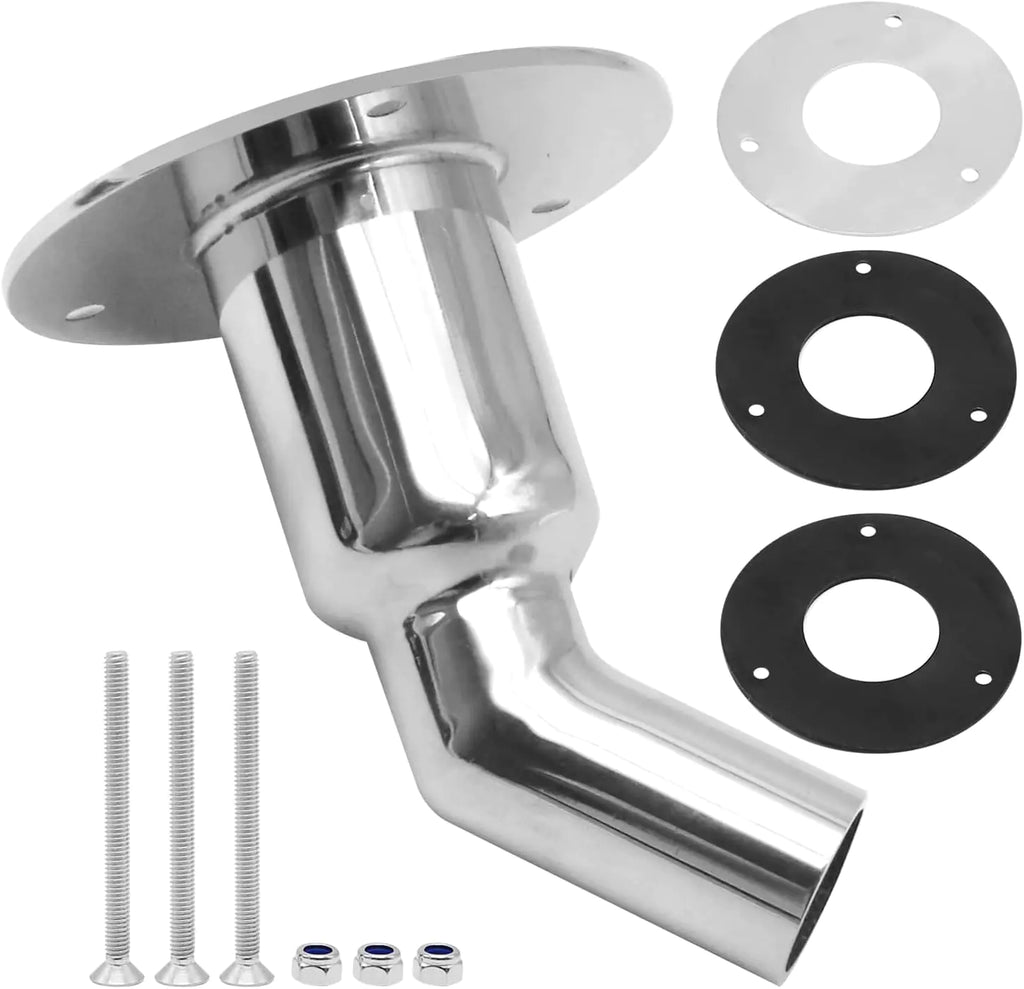 Stainless Steel 316 Straight Thru-Hull Exhaust Skin Fitting - 24mm Tube Pipe Socket Hardware for Marine Boat Car Truck Diesel Parking Heater (Bend)