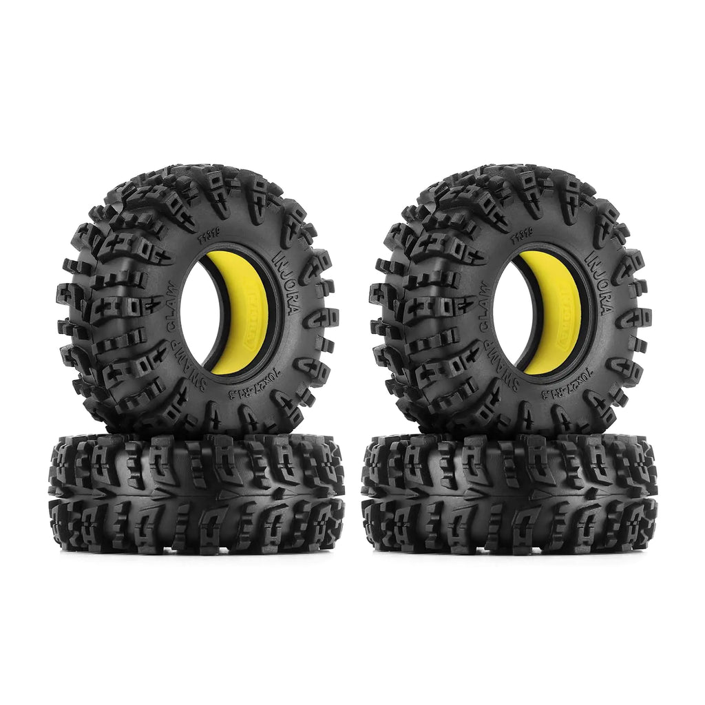 INJORA 1.3 Silicone Rubber Inserts and Swamp Claw Tires for TRX4M SCX24 1/18 1/24 RC Crawler Car Upgrade(Yellow)