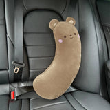Car Seat Belt Pillow Safety Seatbelt Shoulder Pad Stuffers Cute Toy Cute Neck Cushion Car Accessories Seatbelt Shoulder Protector Sleeping Pillow for Kids Auto Interior Accessories (Brown)