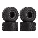 INJORA Monster Truck Wheel Rim Tires Set for Axial SCX24 FMS FCX24 and TRX4MT 70 * 38mm MT1012(Black)