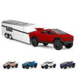 1/32 Tesla cybertruck Toy car 3-in-1 Travel Cybertruck RV Set with Metal Pickup Removable Camper & Off-Road Motorcycle Cyberquad Cool Sound & Light EffectsChristmas Birthday Gift (Red)